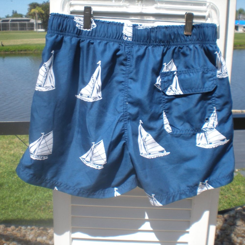 Molokai Surf Co. - Boy's SZ S - Sailboat swim shorts